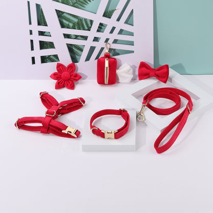 Classic Velvet Soft Pet Collar Traction Rope Suit