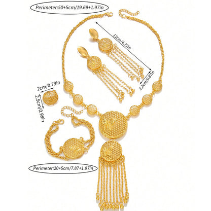 1 Set Of Fashionable And Gorgeous Butterfly Middle East Set, Wedding Decoration Necklace, Earrings, Bracelets, Ring Set For Women