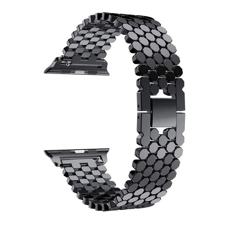Scale Grain Zinc Alloy Five-bead Honeycomb Strap