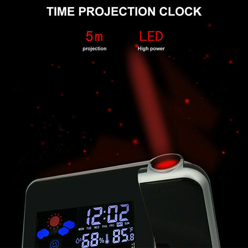 Smart Alarm Clock Digital LED Projector Temperature Time Projection LCD Display