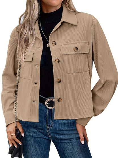 Women's Fashion Casual Short Short Corduroy Button Jacket