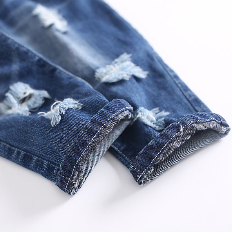 Boys Fashion Simple Denim Suspender Pants Classic Adventure