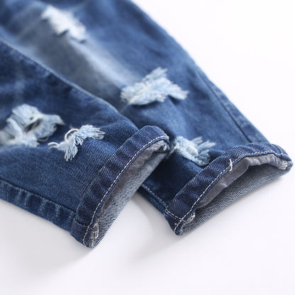 Boys Fashion Simple Denim Suspender Pants Classic Adventure