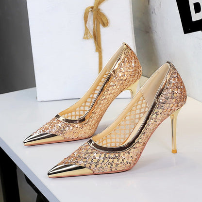 European And American Style Sexy Pointed Low-cut High Heels