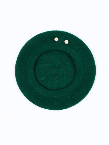 Woolen Large Pearl Decoration Beret Women's Fall Winter Fashion