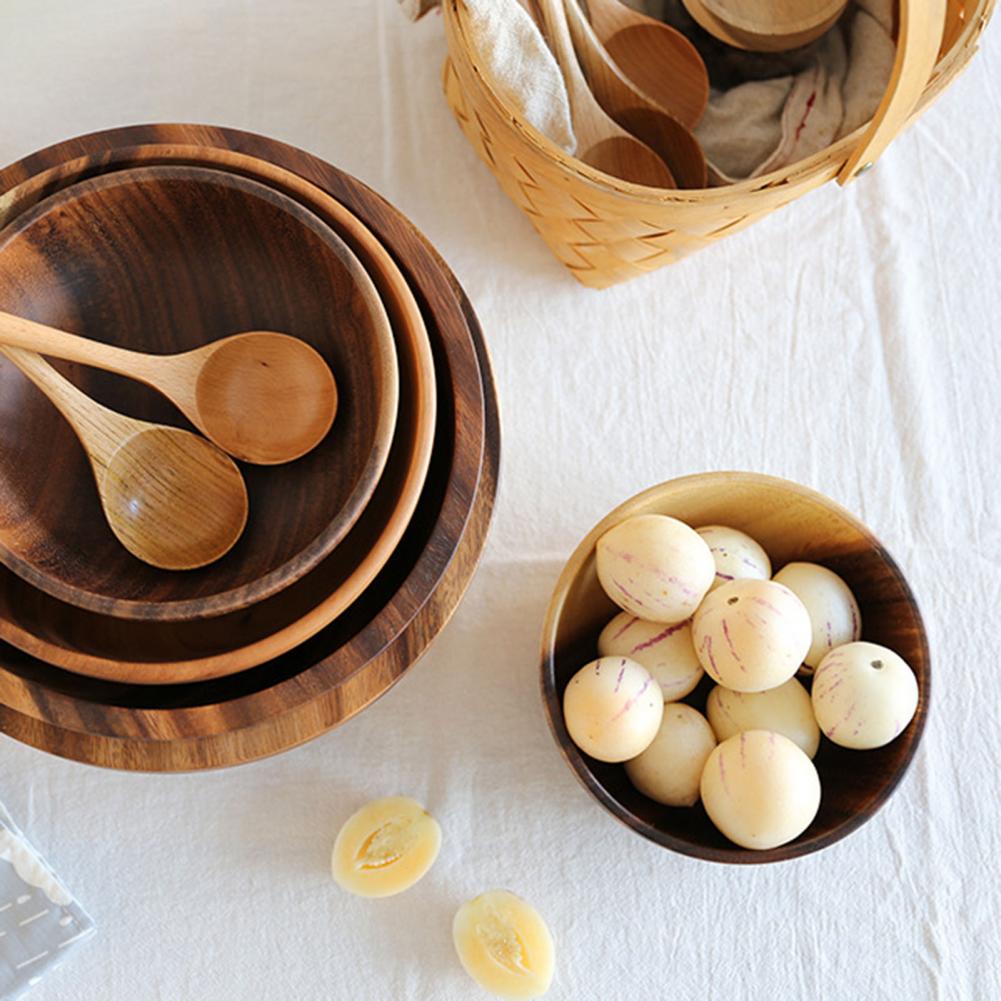 Handcrafted Natural Wooden Salad & Fruit Bowl | Rustic Home & Restaurant Food Serving Bowl