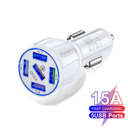 PentaCharge QC3: 5-Port 15A QC3.0 High-Capacity Automotive Hub