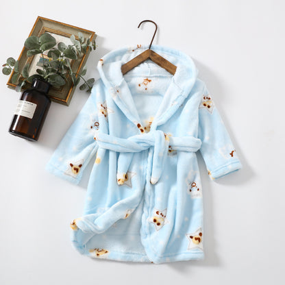 The Coral Night: Children’s Flannel Hoodie Night-Robe