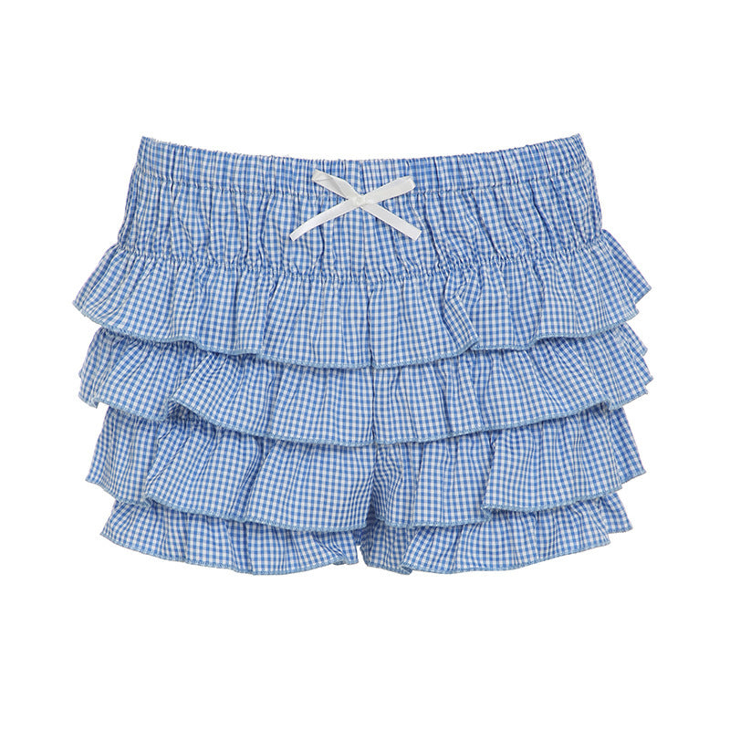 Sweet And Spicy Girly Style Pleated Low Waist Bow Bud-waisted Shorts