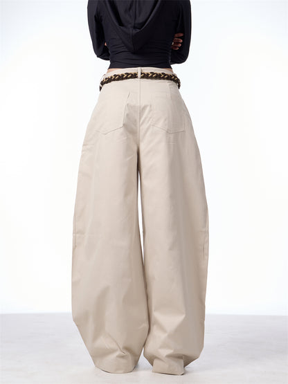 Retro Matchet Pants Casual Pants For Women With Belt