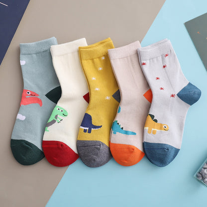 Spring And Summer Thin Cute Smiley Face Cotton Middle Tube Boys And Girls Fashion All-matching Socks