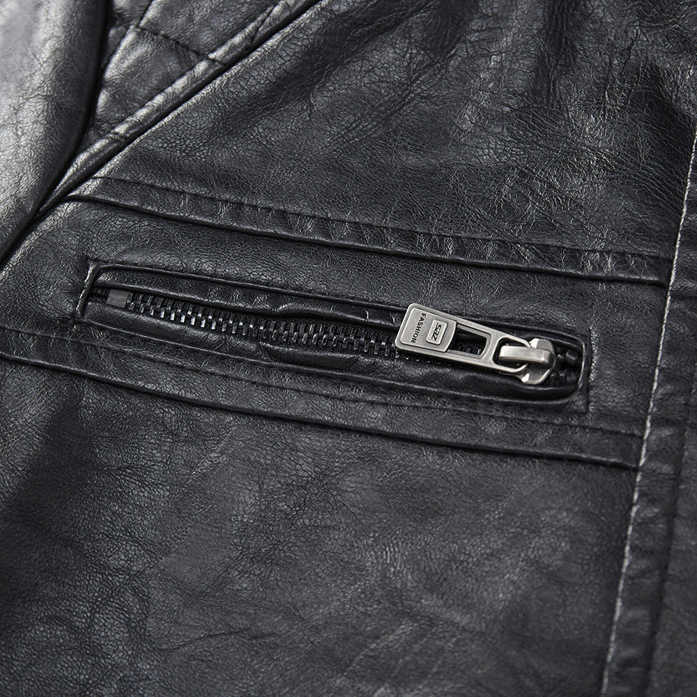 Personalized Trendy Pocket PU Leather Coat Trendy Men Leather Jacket Signature Utility