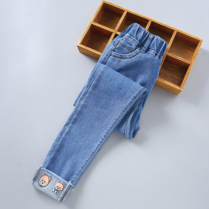 Embroidered Casual Denim Trousers Artisanal Denim Craft