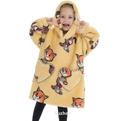 The Lazy Blanket: Oversized Cotton Velvet Hooded Blanket
