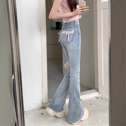 Mopping High Waist Slimming Bow Design Skinny Jeans