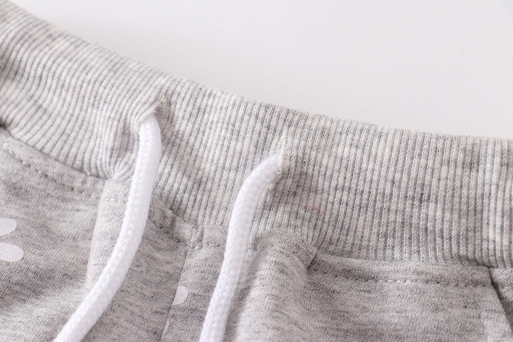 Girls' Light Gray Printing Little Daisy Shorts