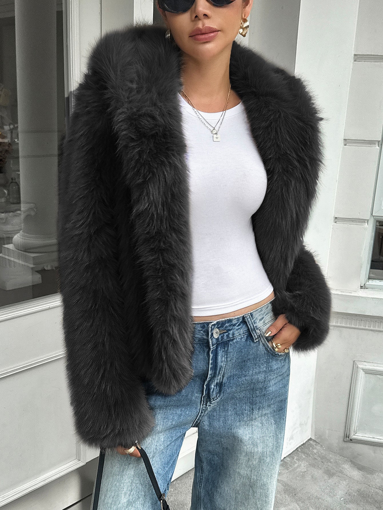 Fleece Long Sleeve Coat Women's Clothing