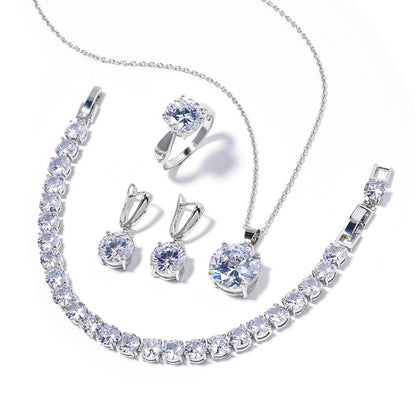 Geometric Round Earrings Ring Bracelet Necklace Ornament Suit