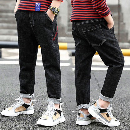 Boys Jeans Autumn Winter New One-Piece Velvet Luxe Insulation
