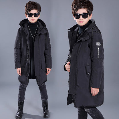 The Arctic Duck: Mid-Length White Duck Down Hooded Jacket