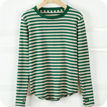 Women's Striped T-shirt Long Sleeve Bottoming Shirt