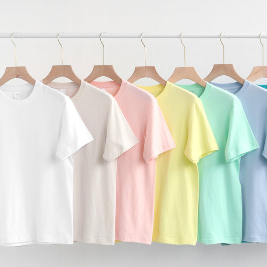 Round Neck Solid Color T-shirt Heavy Simple Style Blank Top Women's Bottoming Shirt