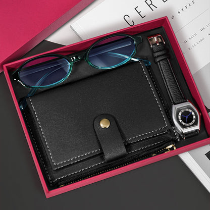 Vintage Women's Quartz Watch With Wallet Glasses Gift Set Box