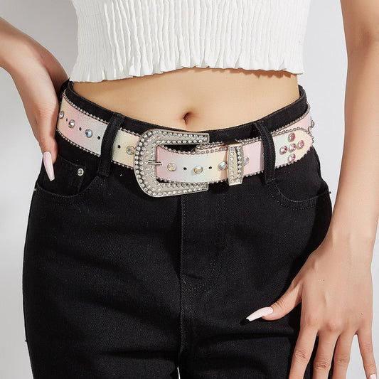 Fashion Personality Female Sequins Color Belt