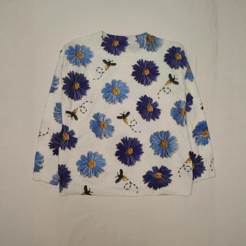 Trendy Niche Print Loose Slimming Women's Sweater