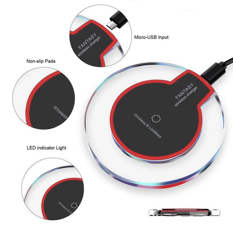 CrystalDock: Round Crystal Wireless Charging Dock with Receiver for Apple & Samsung
