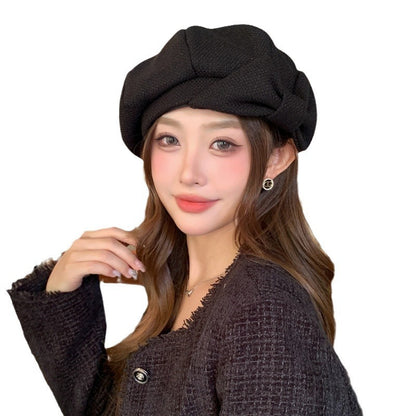 Bowknot Niche Crowd Beret Temperament Makes Face Look Smaller Painter Cap Trendy