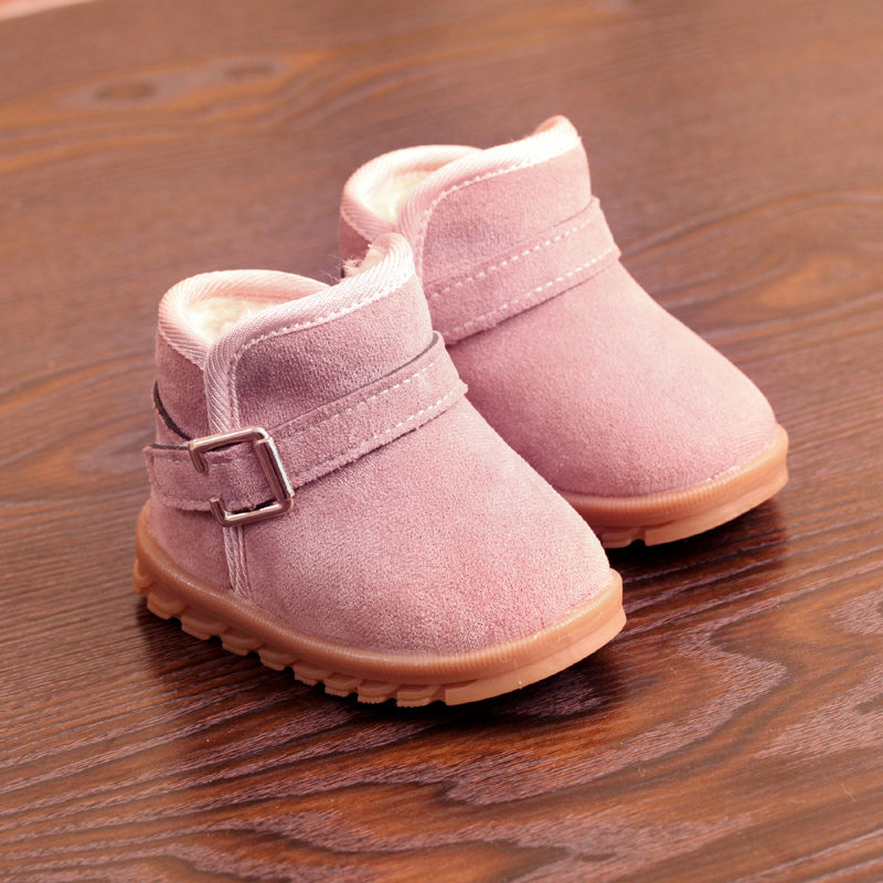 Boys And Girls Soft-soled Warm And Velvet Thick Waterproof Non-slip Short Boots