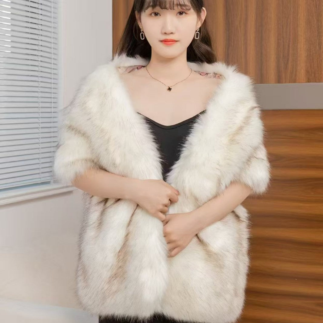 Women's Big Fur Collar Scarf Shawl