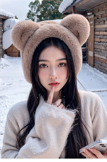 Warm-keeping Earmuffs Female Winter Cute Cartoon Bear Earmuff