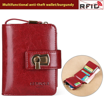 Women's Fashion Short Large Capacity Buckle Wallet