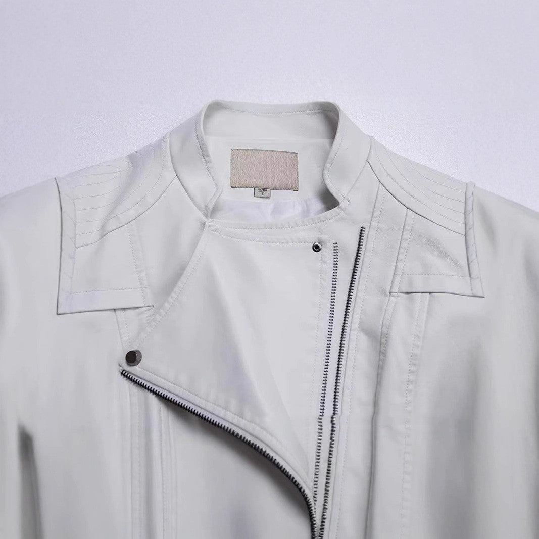 New Women's Leather Top Coat European And American Fashion Motorcycle Slim Fit Short Leather Jacket Jacket Zipper One Generation