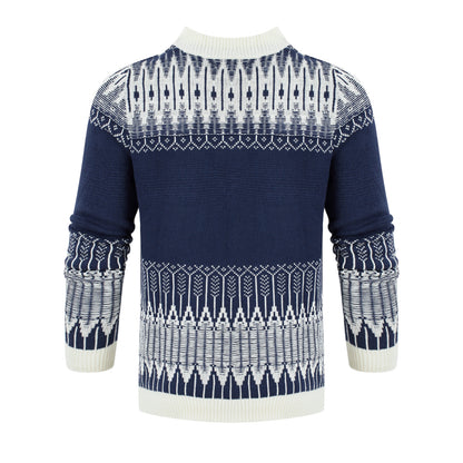 Men's Crewneck Pullover Sweater Unisex Fair Isle Long Sleeve Knitted Sweater