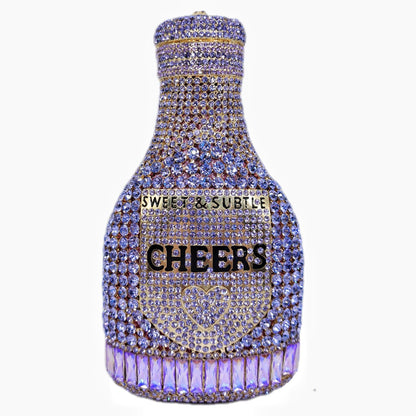 Champagne Bottle Rhinestone Evening Clutch Women's Bag