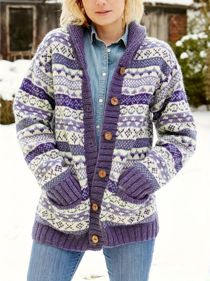 Polyester Tribal Knit Sweater Women's Knitted Sweater