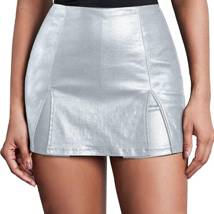 Ladies Low Waist Anti-exposure PU Leather Shorts