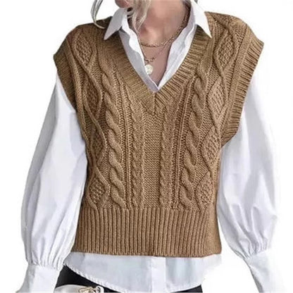 Vest Knitted Retro College Style All-matching