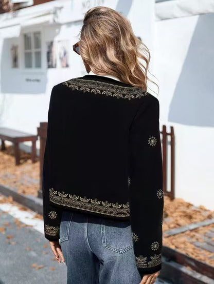 Coat Round Neck Hooded Casual Women's Printed Wear