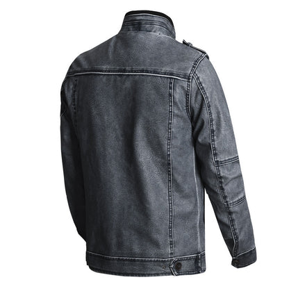 Thick PU Leather Coat Mens Fashion Casual Robust Warmth