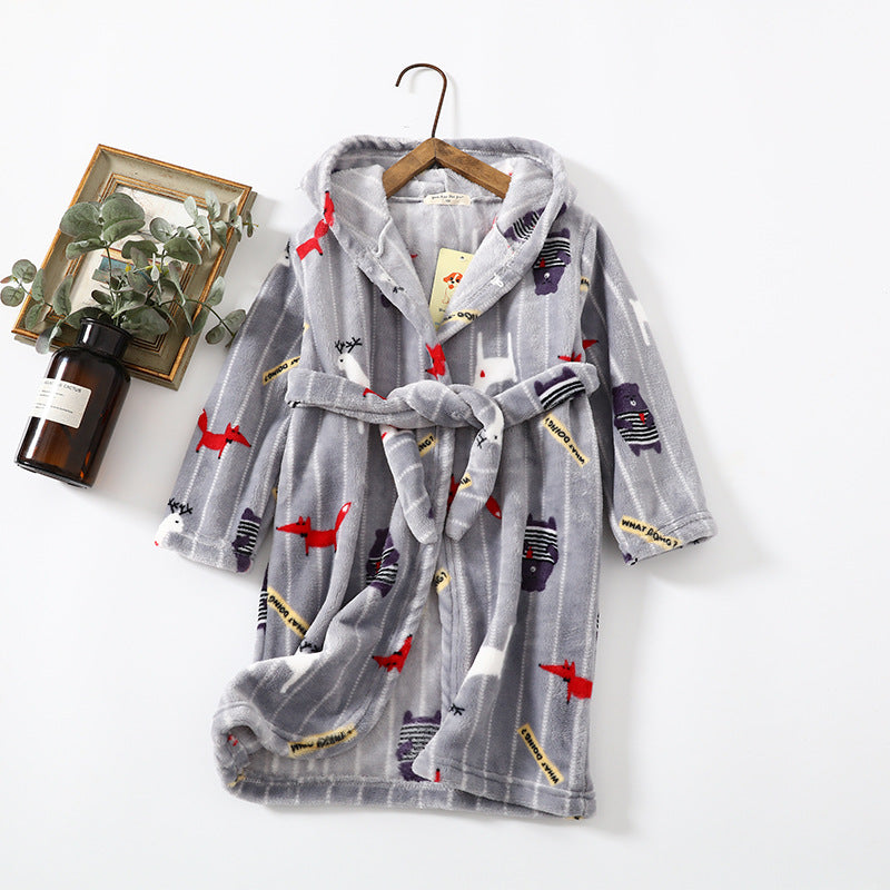 The Coral Night: Children’s Flannel Hoodie Night-Robe