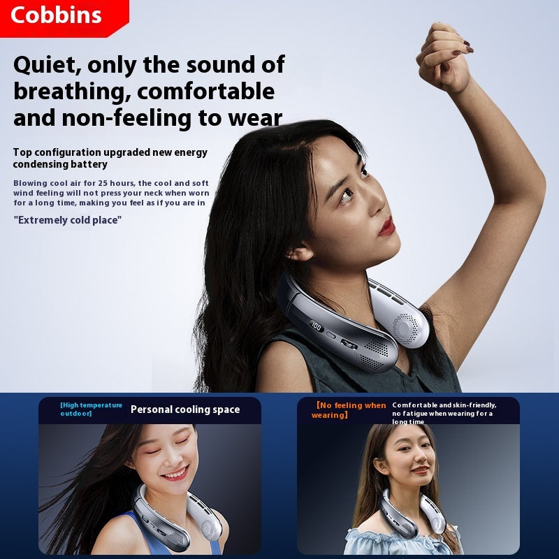 Rechargeable Ultra-quiet Lazy Portable Mini Turbine Bladeless Halter Fan