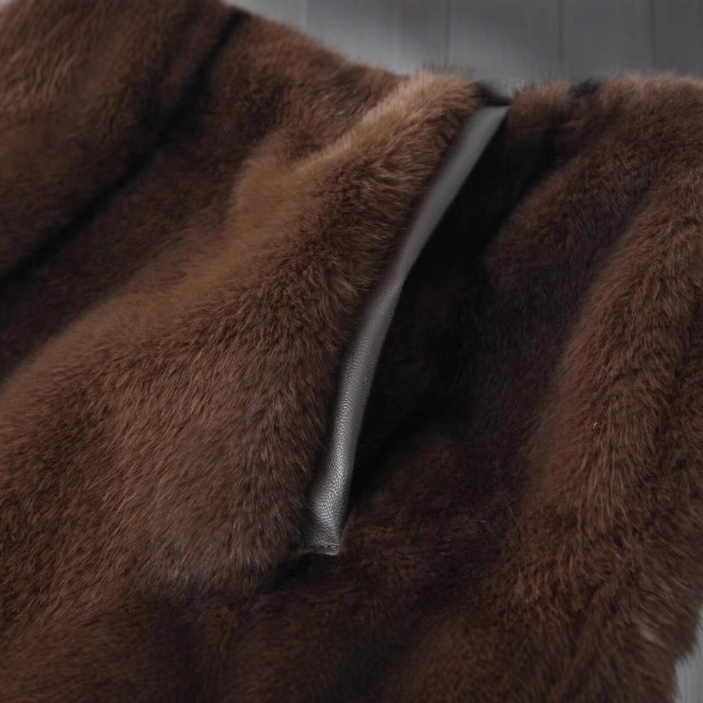 Elegant Artificial Fur Effect Skirt Women's Skirt