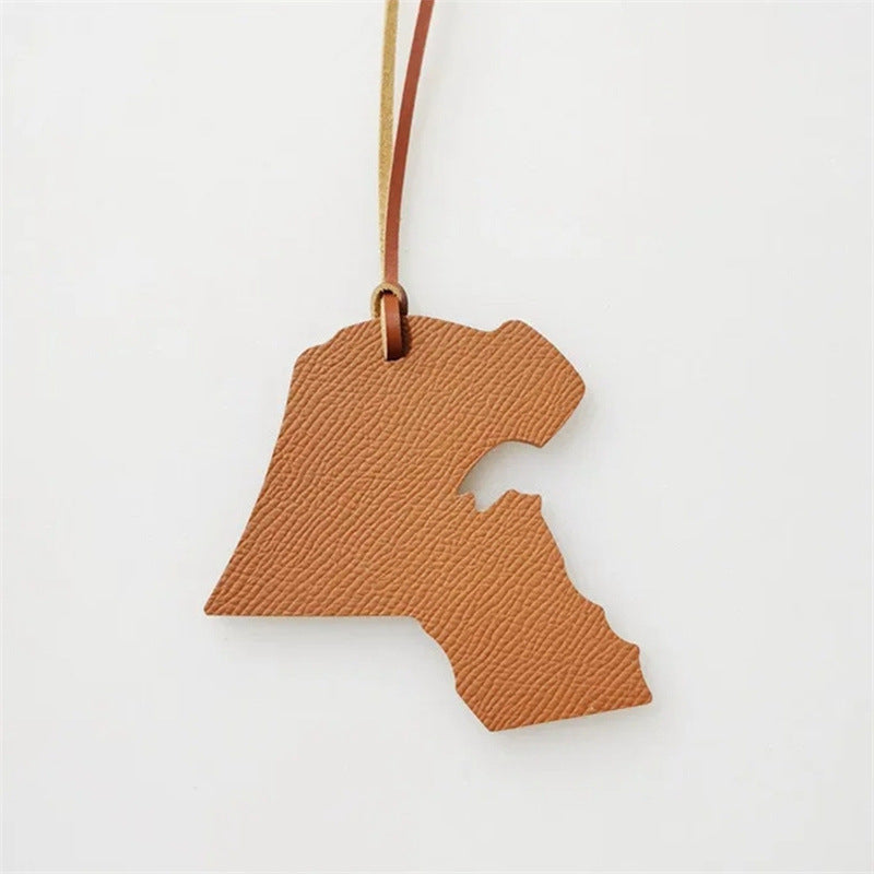 Map-shaped Leather Handbag Pendant