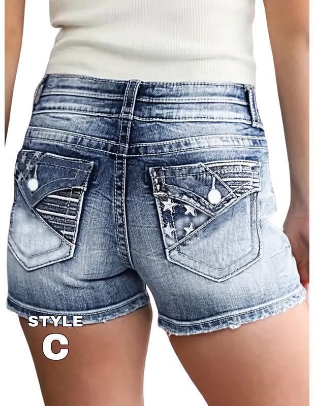 Generation AliExpress Amazon Cross-border New Arrival Men's Shorts Embroidered Details Frayed Retro Style