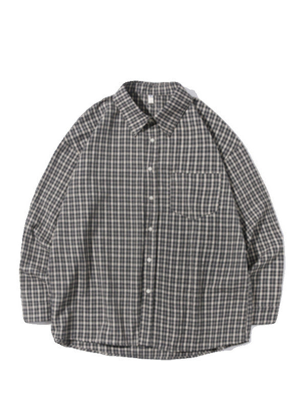 Retro Long Sleeve Plaid Shirt For Men