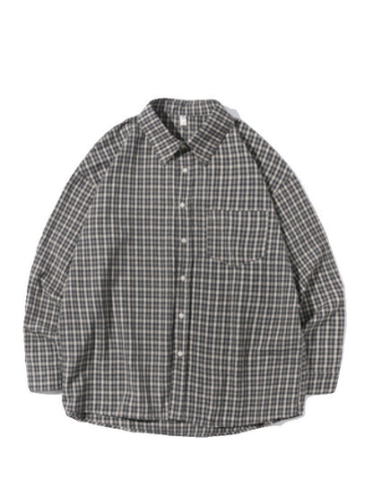 Retro Long Sleeve Plaid Shirt For Men